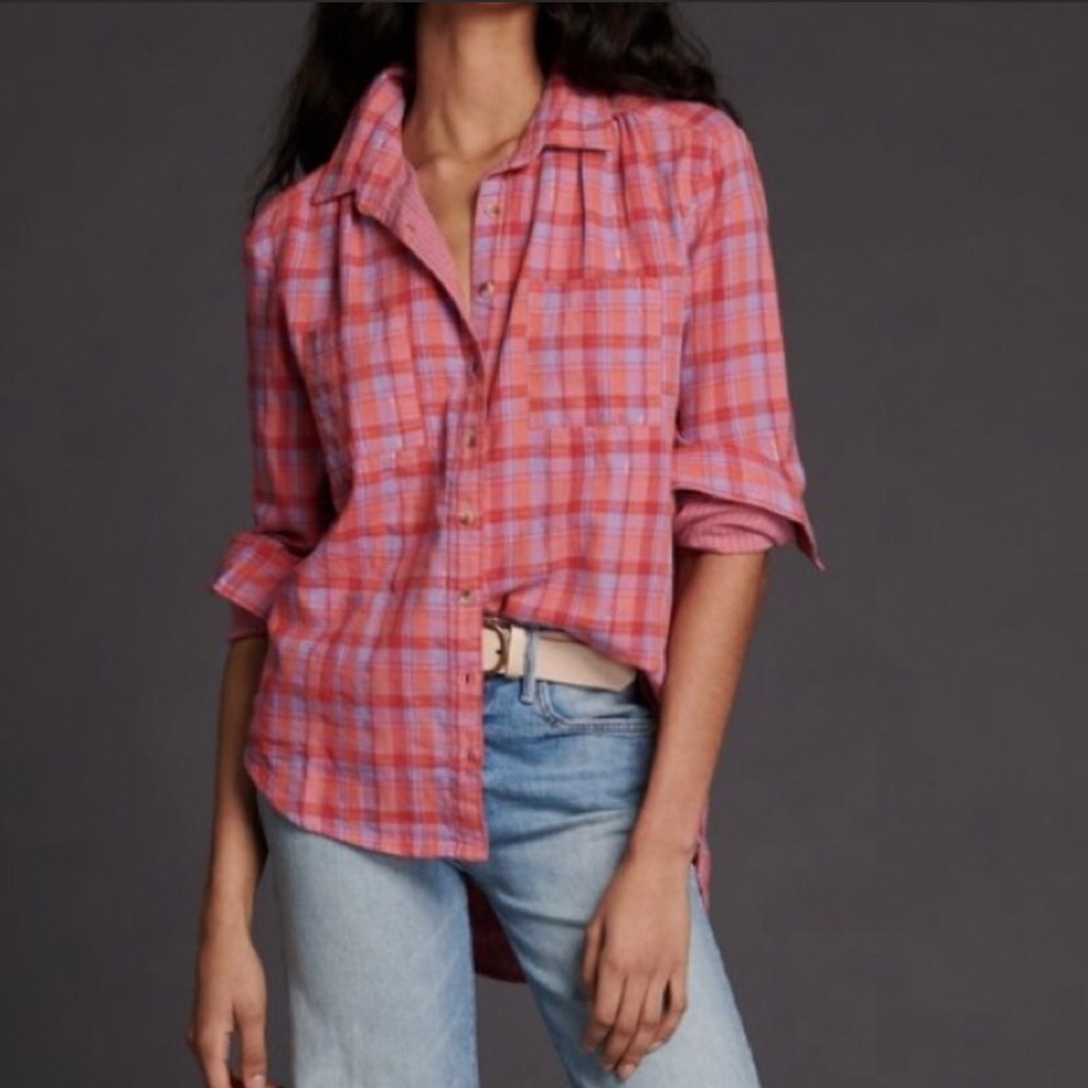 Anthropologie Seen Worn Kept Plaid Buttondown Top